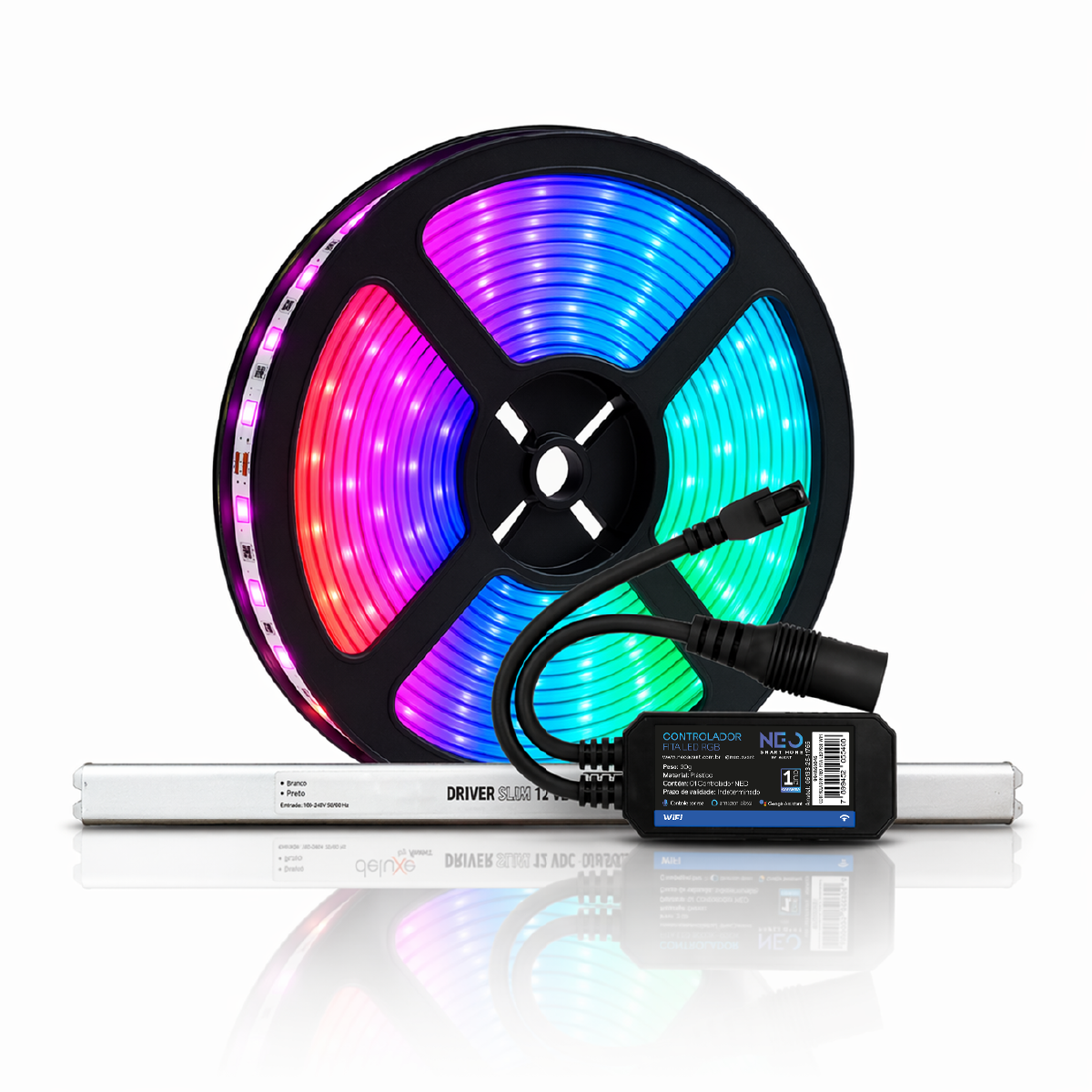 Fita Led Inteligente Wifi 10w 5 Metros Branco Quente/Frio RGB Colorido 12v Neo