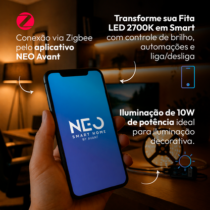 Fita Led Inteligente Zigbee 10w 5 Metros 2700k Branco Quente 12v Neo
