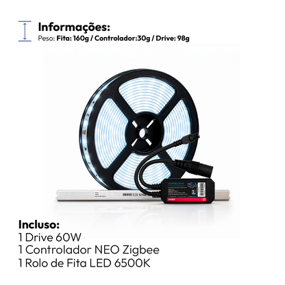 Fita Led Inteligente Zigbee 10w 5 Metros 6500k Branco Frio 12v Neo