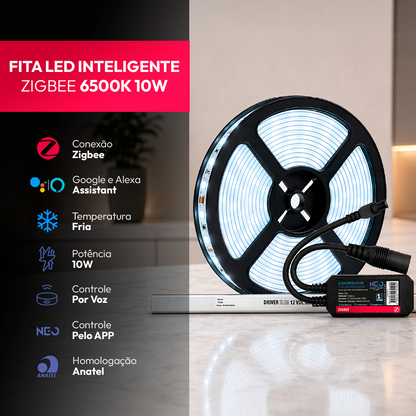 Fita Led Inteligente Zigbee 10w 5 Metros 6500k Branco Frio 12v Neo