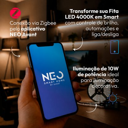 Fita Led Inteligente Zigbee 10w 5 Metros 4000k Branco Neutro 12v Neo