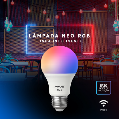 Lâmpada Led Pera Inteligente Wifi 10w RGB E27 Bivolt Neo Avant - NEO Avant