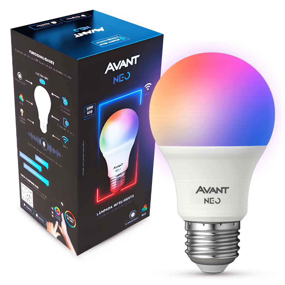 Lâmpada Led Pera Inteligente 10w RGB E27 Bivolt Neo Avant