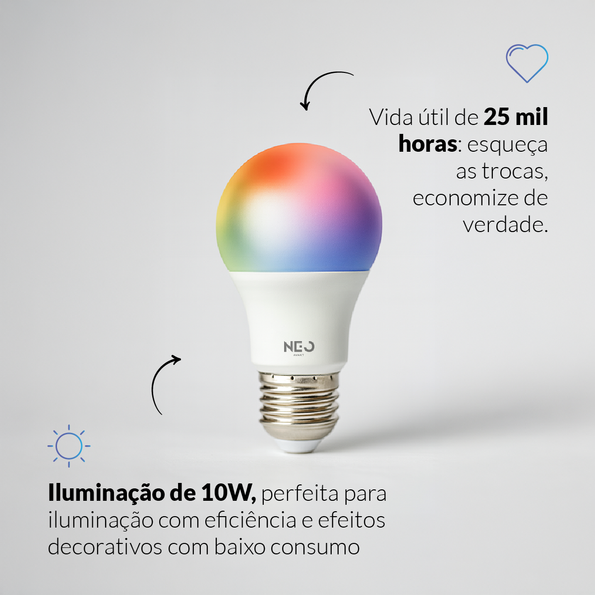 Lâmpada Led Pera Inteligente Wifi 10w RGB E27 Bivolt Neo