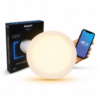 Painel LED Plafon Inteligente de Sobrepor Redondo 24W Dimerizável 30cm Bivolt Neo
