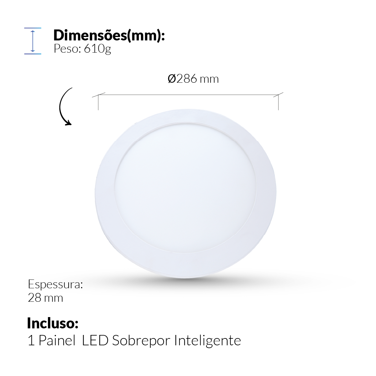 Painel LED Plafon Inteligente de Sobrepor Redondo 24W Dimerizável 30cm Bivolt Neo