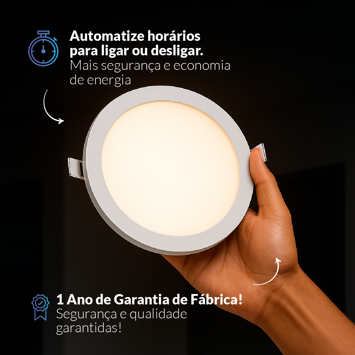 Painel LED Plafon Inteligente de Embutir Redondo 24W Dimerizável 30cm Bivolt Neo