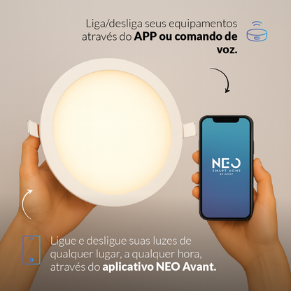 Painel LED Plafon Inteligente de Embutir Redondo 24W Dimerizável 30cm Bivolt Neo
