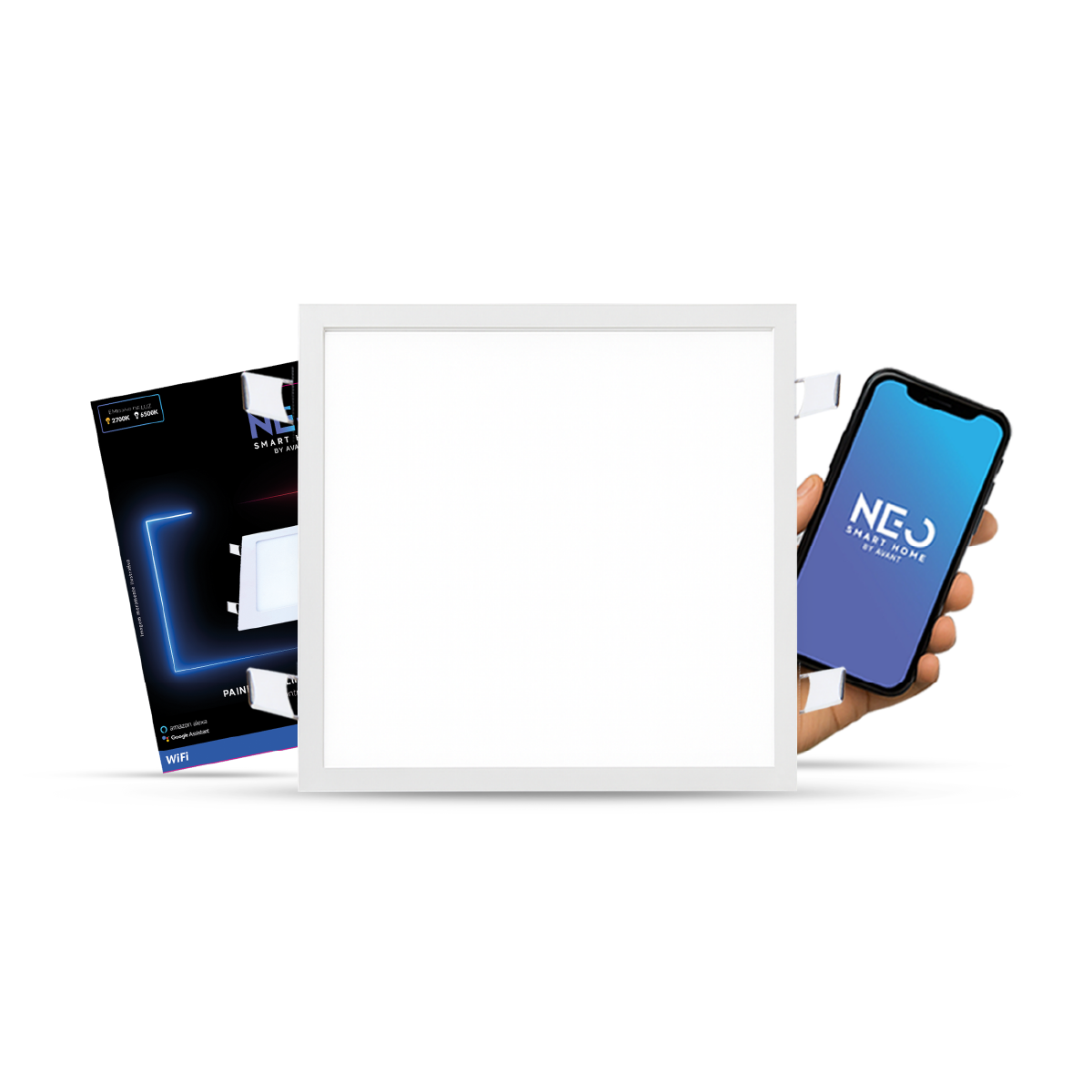 Painel LED Plafon Inteligente de Embutir Quadrado 24W Dimerizável 30cm Bivolt Avant Neo