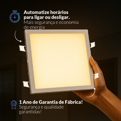 Painel LED Plafon Wifi Inteligente de Embutir Quadrado  24W Dimerizável 30cm Bivolt Neo