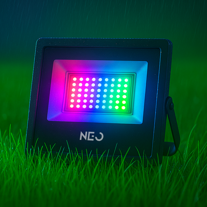 Refletor Led Smart Inteligente Wi-Fi 50W RGB Colorido Bivolt IP65 Preto