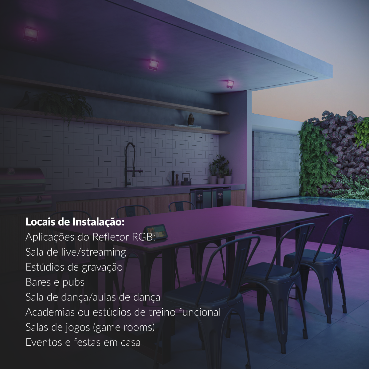 Refletor Led Smart Inteligente Wi-Fi 50W RGB Colorido Bivolt IP65 Preto