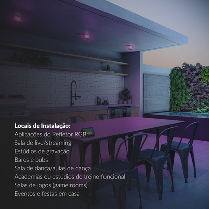 Refletor Led Smart Inteligente Wi-Fi 50W RGB Colorido Bivolt IP65 Preto
