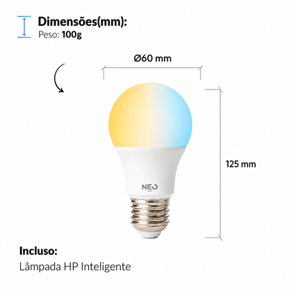 Lâmpada Led Pera Inteligente Wifi 15W Dimerizável Branco Quente a Frio E27 Bivolt Neo