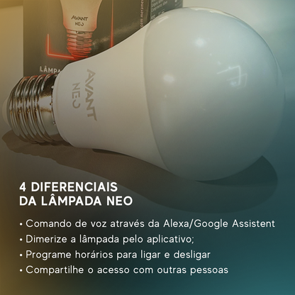 Lâmpada Led Pera Inteligente Wi-Fi 15W Dimerizável Branco Quente a Frio E27 Bivolt Avant Neo