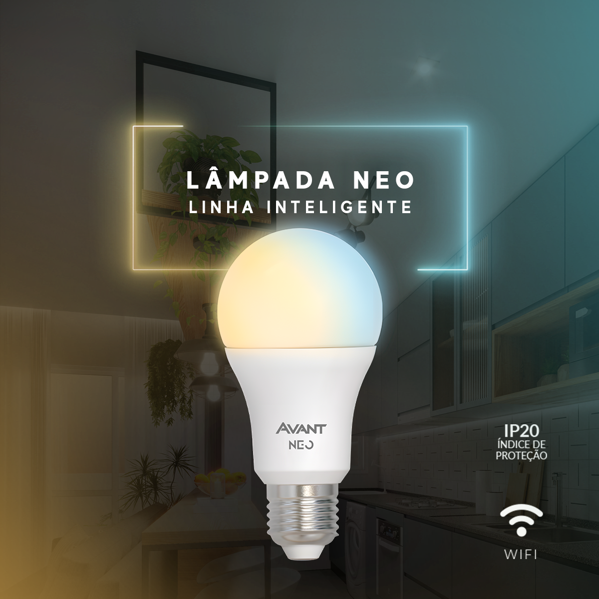 Lâmpada Led Pera Inteligente Wi-Fi 15W Dimerizável Branco Quente a Frio E27 Bivolt Avant Neo