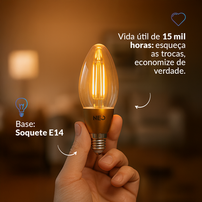 Lâmpada Led Vela Inteligente 4w 1800K/2700K Dimerizável E14 Bivolt IP20 Neo