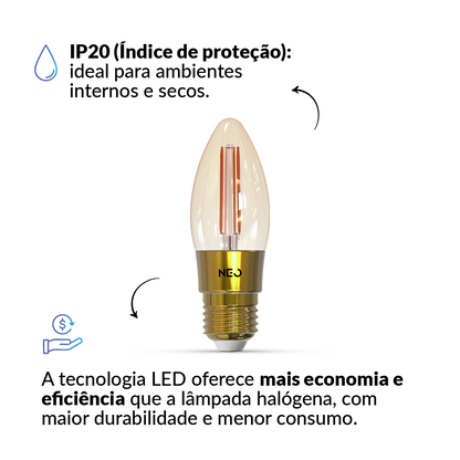 Lampada Led Vela Smart Inteligente 5w 1800K/2700K Colorido E27 110v/220v Ip20 Cod: 290772476 Avant Neo