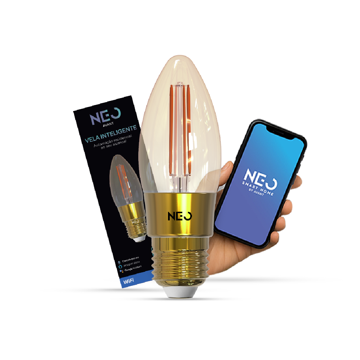 Lampada Led Vela Smart Inteligente 5w 1800K/2700K Colorido E27 110v/220v Ip20 Cod: 290772476 Avant Neo