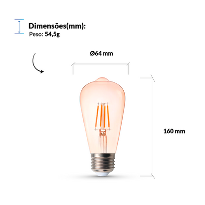 Lâmpada Led Pera Inteligente ST64 6w Dimerizável E27 Bivolt Neo