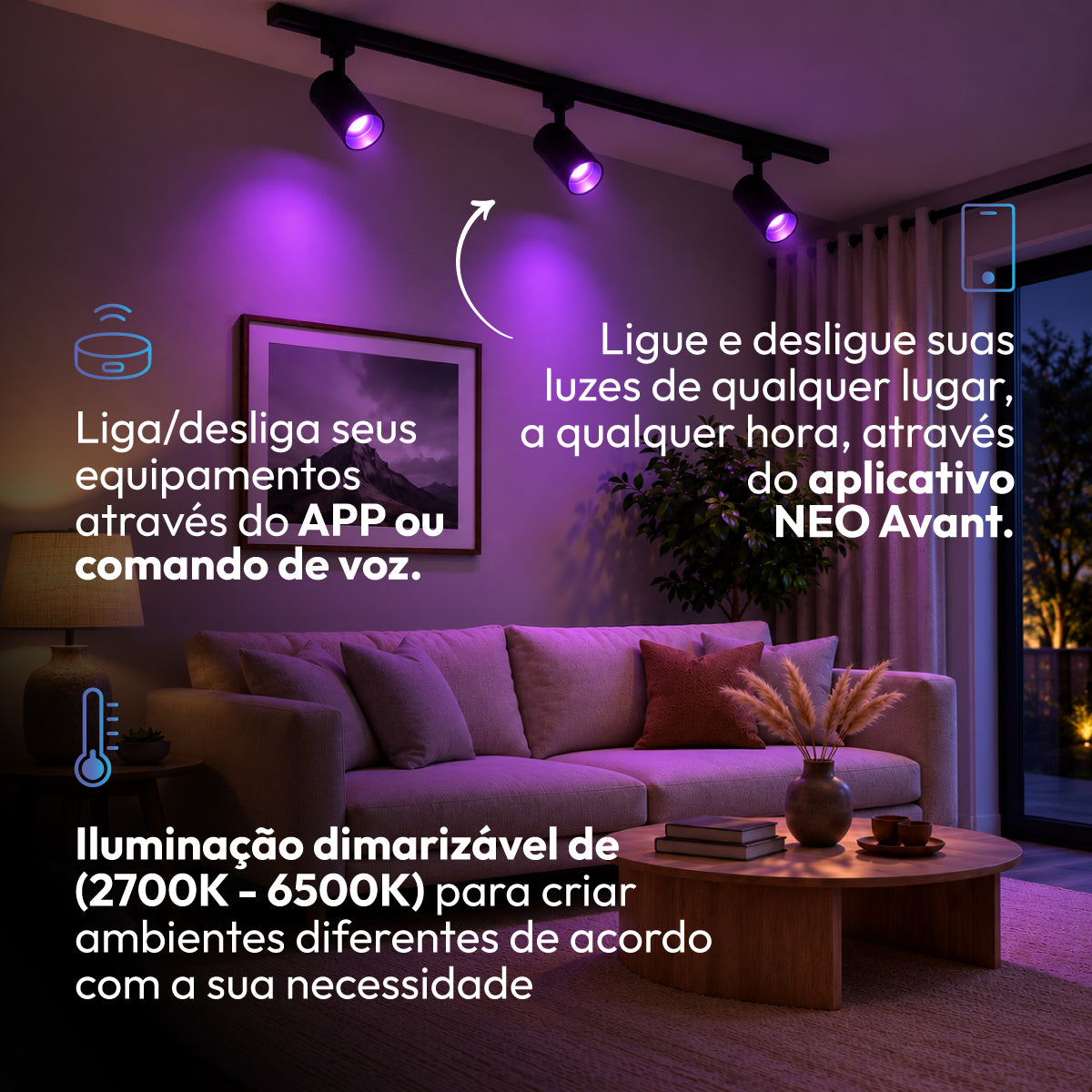 Spot Led Para Trilho Inteligente 12W RGB Bivolt IP20 Preto Neo - NEO Avant