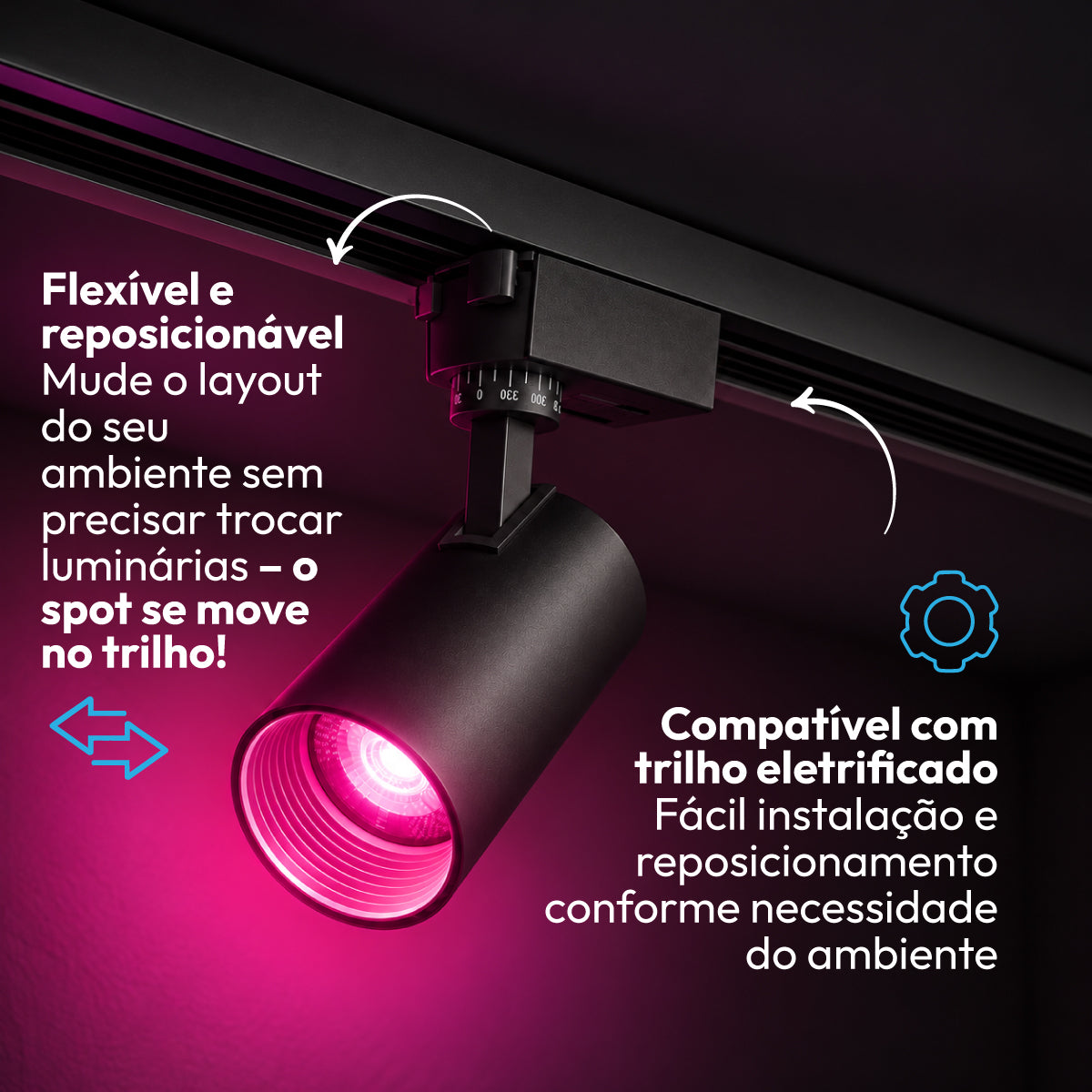 Spot Led Para Trilho Inteligente 12W RGB Bivolt IP20 Preto Neo - NEO Avant