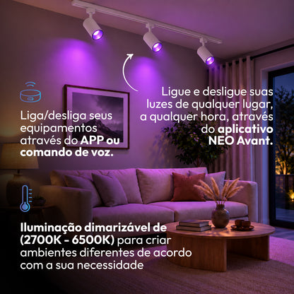 Spot Led Para Trilho Inteligente 12W RGB Bivolt IP20 Branco Neo - NEO Avant