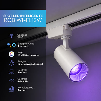 Spot Led Para Trilho Inteligente 12W RGB Bivolt IP20 Branco Neo - NEO Avant
