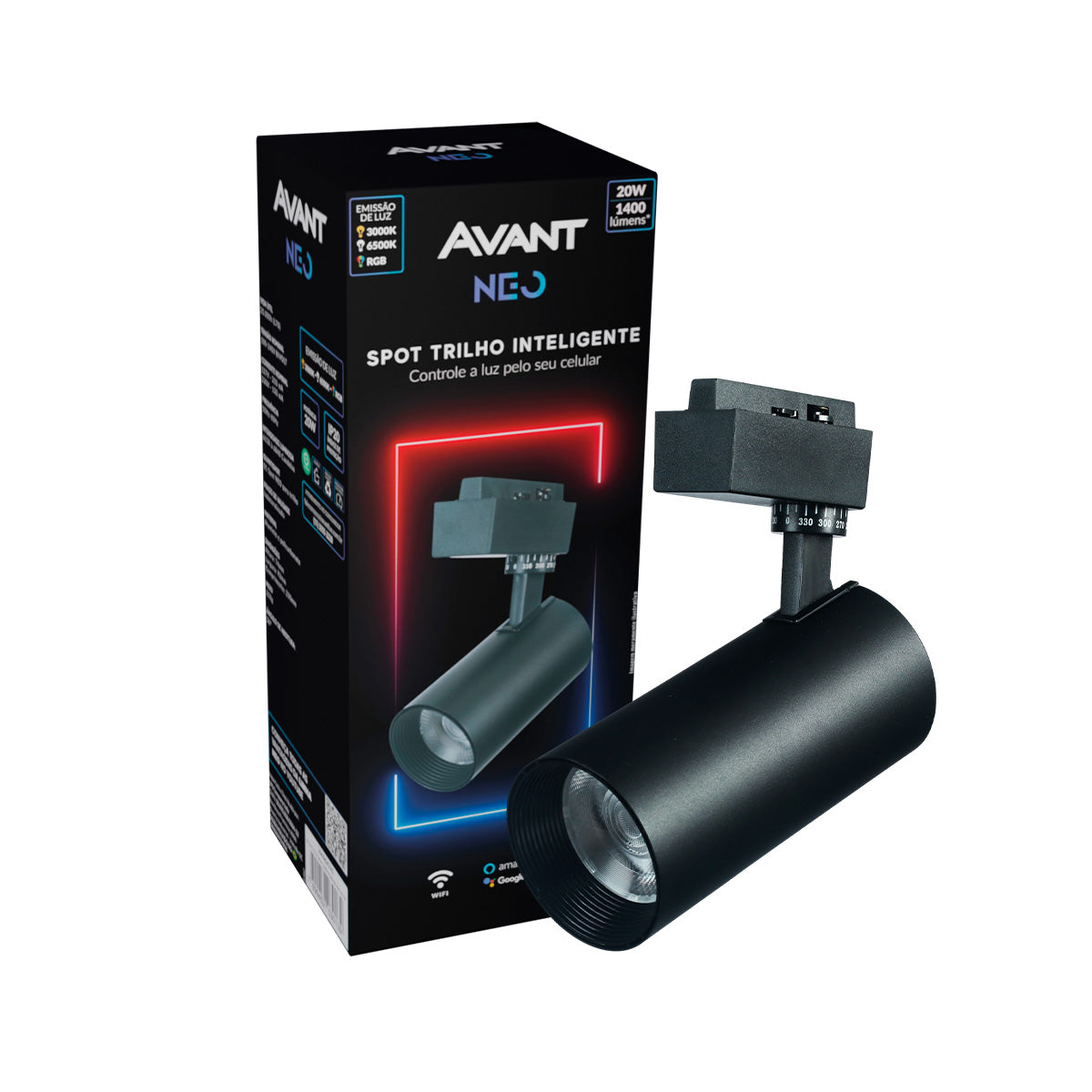Spot Led Para Trilho Inteligente 20W RGB Bivolt IP20 Preto Neo
