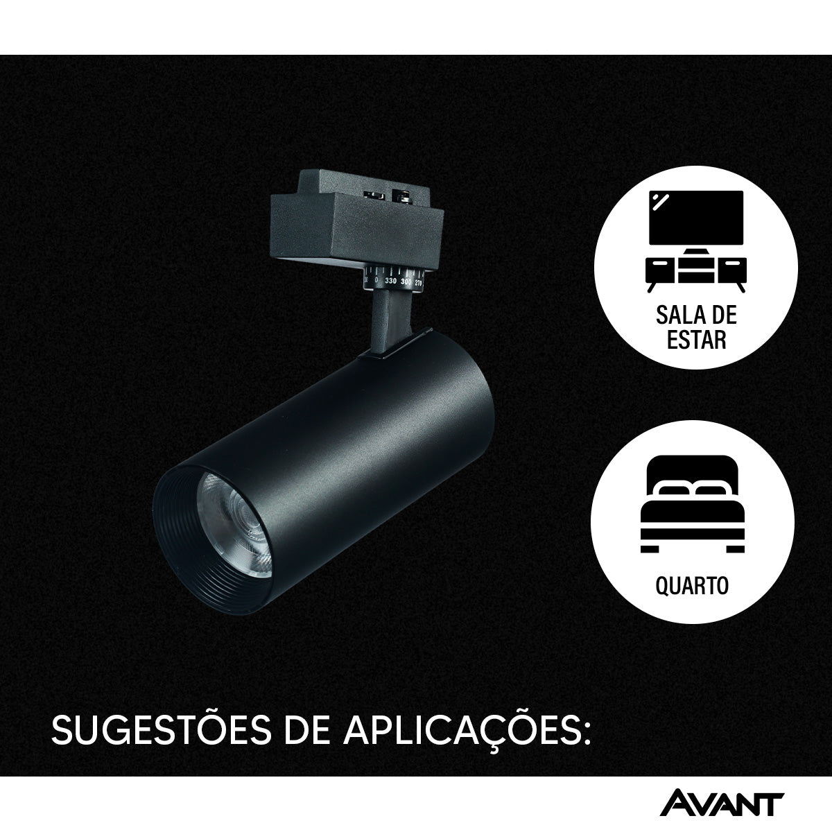 Spot Led Para Trilho Inteligente 20W RGB Bivolt Ip20 Preto Avant Neo