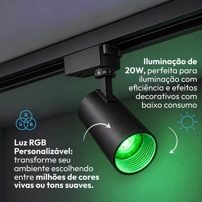Spot Led Para Trilho Inteligente 20W RGB Bivolt IP20 Preto Neo - NEO Avant