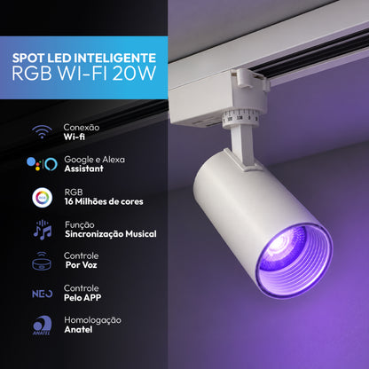 Spot Led Para Trilho Inteligente 20W RGB Bivolt IP20 Branco Neo - NEO Avant