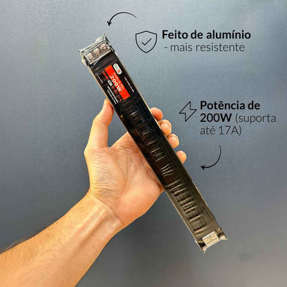 Fonte driver Slim 200w 17a 12v 127v Deluxe