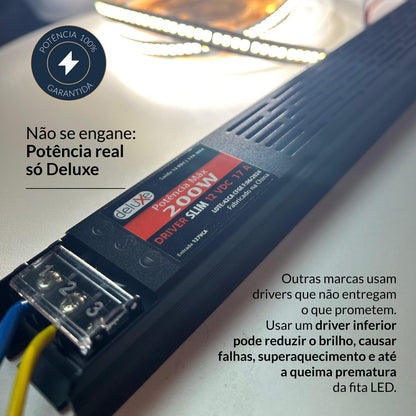 Fonte driver Slim 200w 17a 12v 127v Deluxe