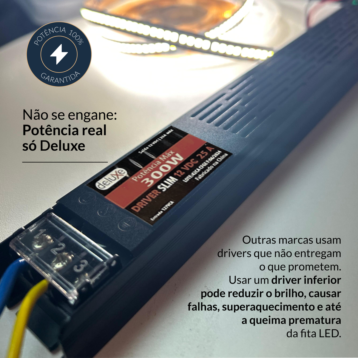 Fonte driver Slim 300w 25a 12v 127v Deluxe
