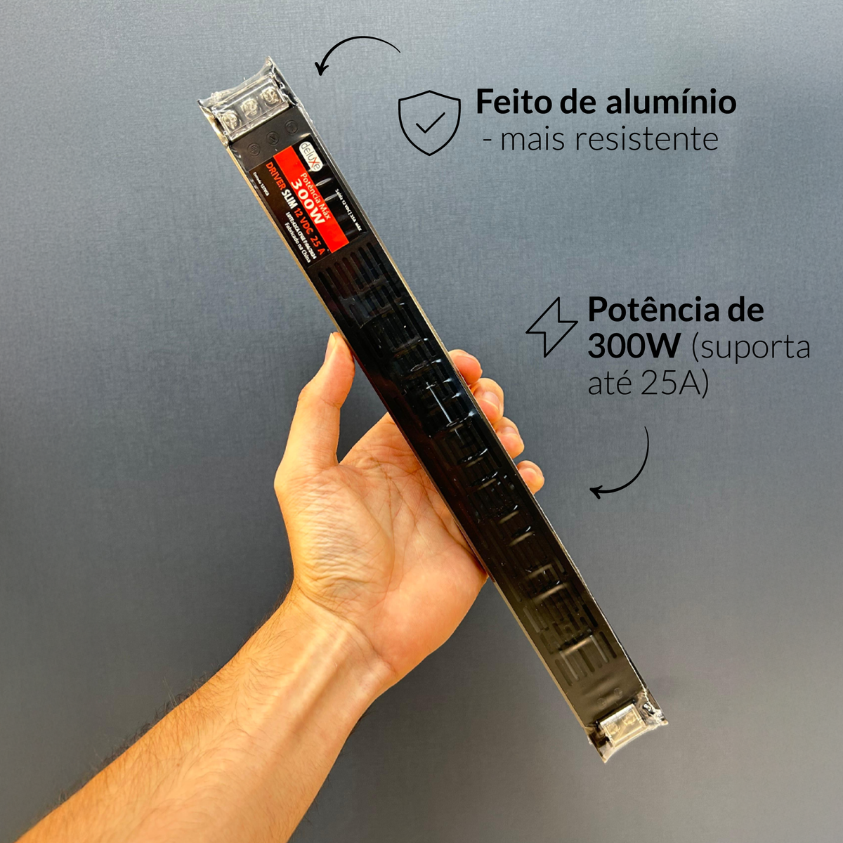 Fonte driver Slim 300w 25a 12v 127v Deluxe