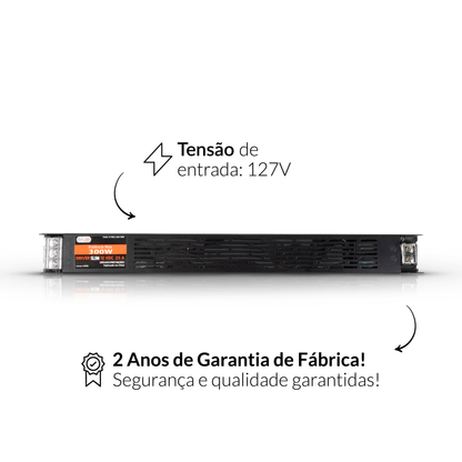 Fonte driver Slim 300w 25a 12v 127v Deluxe