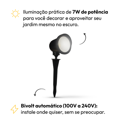 Luminaria Led Jardim Espeto 7W 6500k Branco Frio a Prova D'Água Alut By Avant