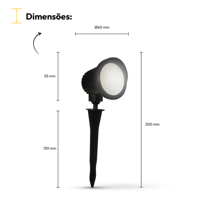Luminaria Led Jardim Espeto 7W 6500k Branco Frio a Prova D'Água Alut By Avant