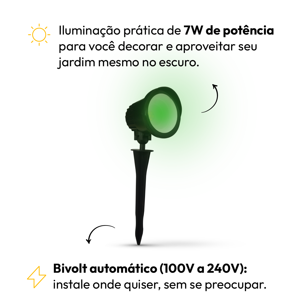 Luminaria Led Jardim Espeto 7W Verde a Prova D'Água Alut By Avant