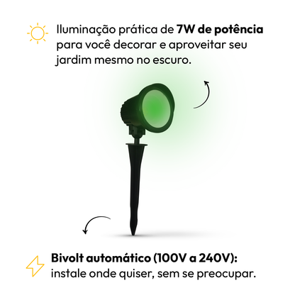 Luminaria Led Jardim Espeto 7W Verde a Prova D'Água Alut By Avant