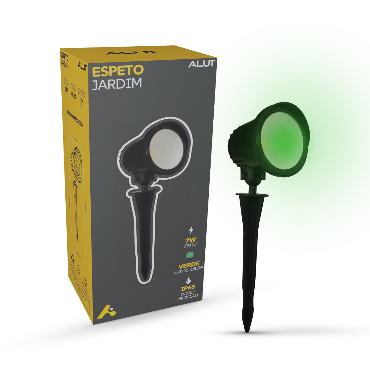 Luminaria Led Jardim Espeto 7W Verde a Prova D'Água Alut By Avant