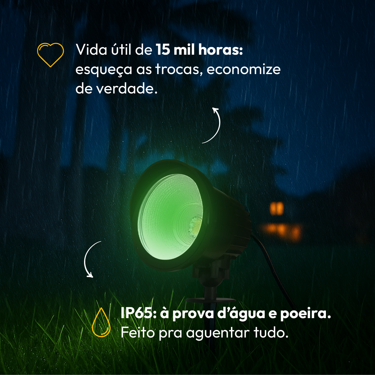 Luminaria Led Jardim Espeto 7W Verde a Prova D'Água Alut By Avant