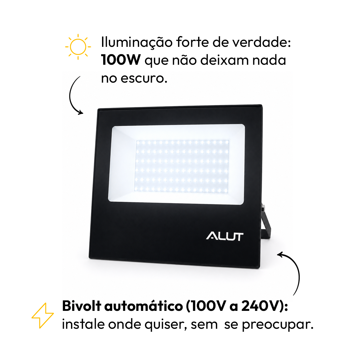 Refletor Led Slim 100w 6500k Branco Frio Bivolt IP65 Alut