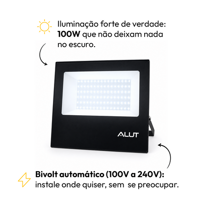 Refletor Led Slim 100w 6500k Branco Frio Bivolt IP65 Alut