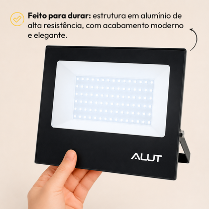 Refletor Led Slim 100w 6500k Branco Frio Bivolt IP65 Alut