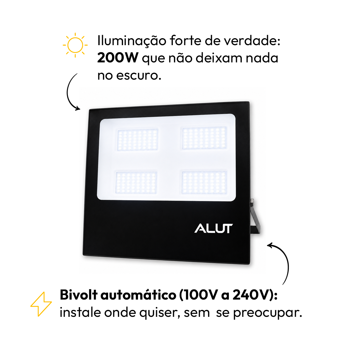 Refletor Led Slim 200w 6500k Branco Frio Bivolt IP65 Alut