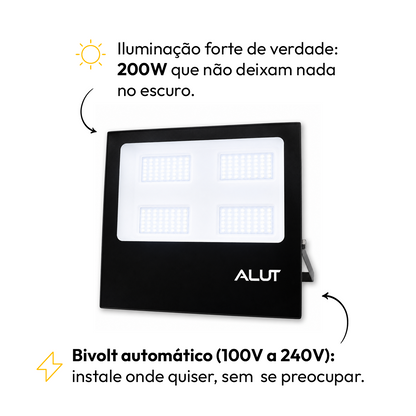 Refletor Led Slim 200w 6500k Branco Frio Bivolt IP65 Alut