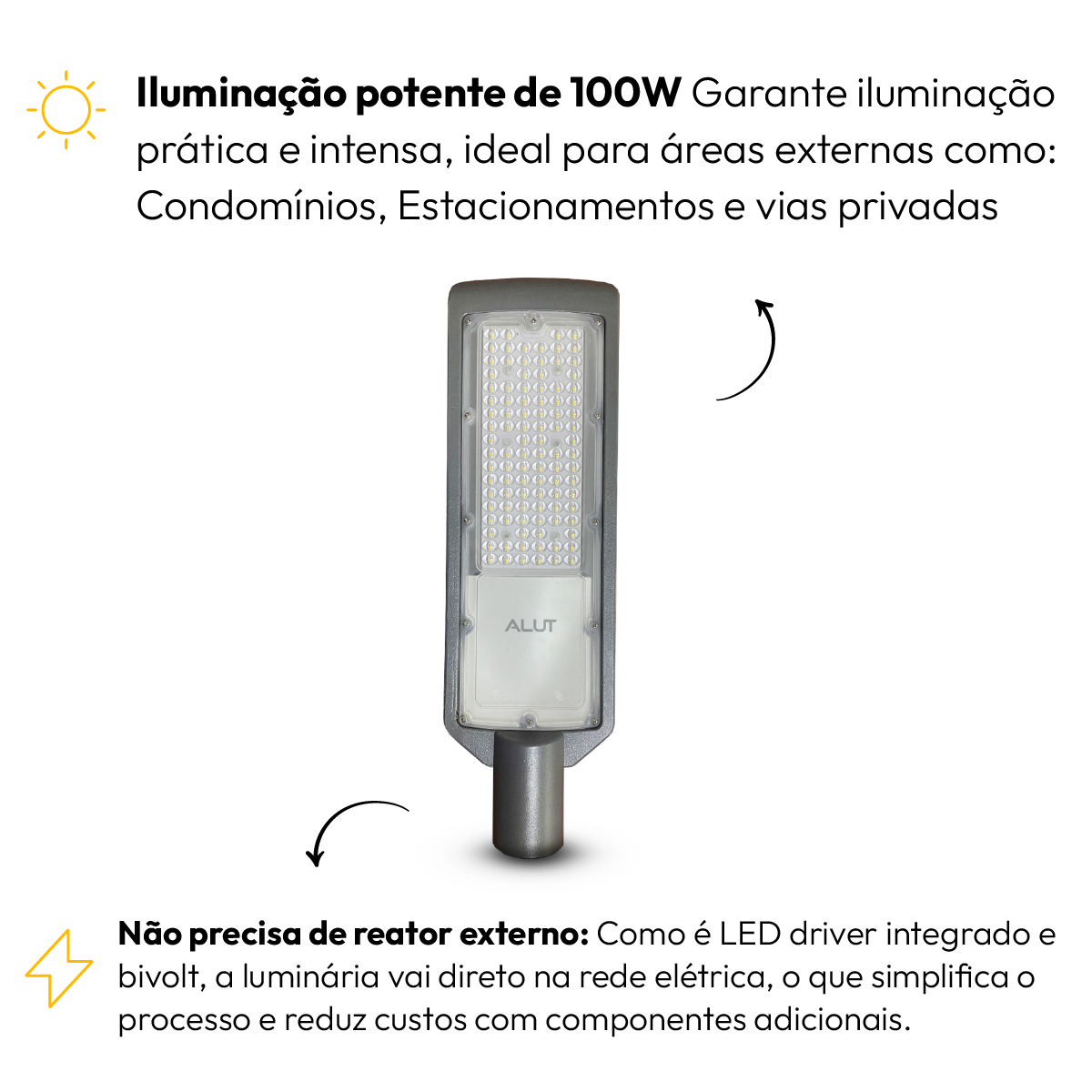 Luminaria Led Poste 100w 6500k Bivolt Ip66 Alut By Avant