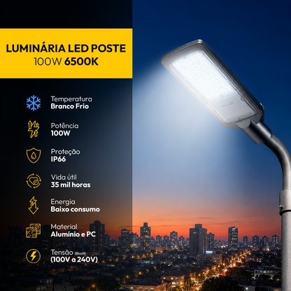 Luminaria Led Poste 100w 6500k Bivolt Ip66 Alut By Avant